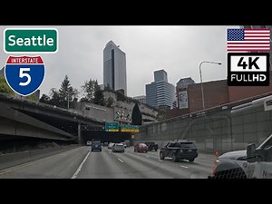 Freeway Drive Thru Seattle: I-5 South, Washington USA | 4K ASMR Scenic Drive