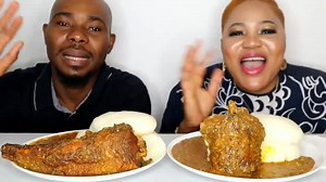 349K views · 13K reactions | Big Bites Challenge | Fufu And Okro Stew Or Soup With Giant Whiting Or Hake Fish | African Food Mukbang | The Adim Family | Facebook