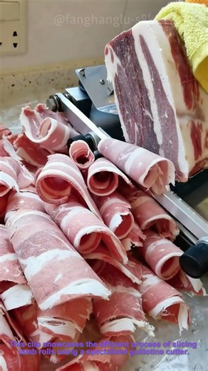 Slicing Lamb Rolls with a Guillotine Cutter