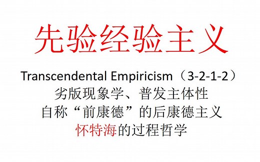 【主义主义】先验经验主义（3-2-1-2）——劣版现象学、普发主体性、自称“前康德”的后康德主义：怀特海的过程哲学