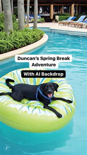 In our dreams, our pets travel with us. In their dreams… 🏝️ Drop your pet into a virtual postcard with Backdrop — right in IG stories. | Meta