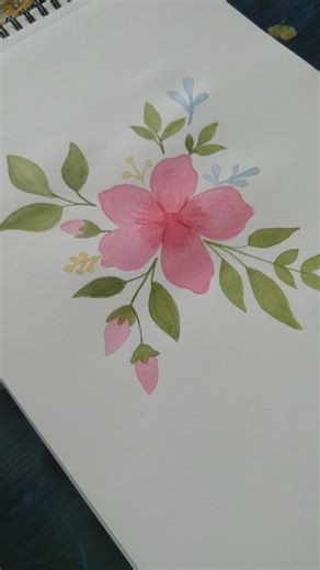 Relaxing watercolor painting 🌸💗#paintwithme #art #watercolor 🎨