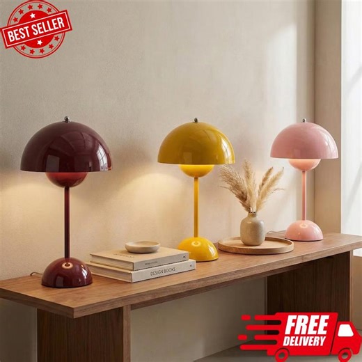 Modern Mushroom Table Lamp Rechargeable LED | Touch Dimmable Bedside Lamp - Etsy