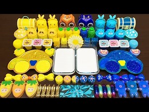 Yellow vs Blue | Mixing Beads and Glitter into Slime ASMR! Satisfying Slime Videos #501