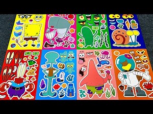 Amazing SPONGEBOB 👀 Spongebob, Patrick & Squidward Paperdiy Sticker Book 🧽 스폰지밥