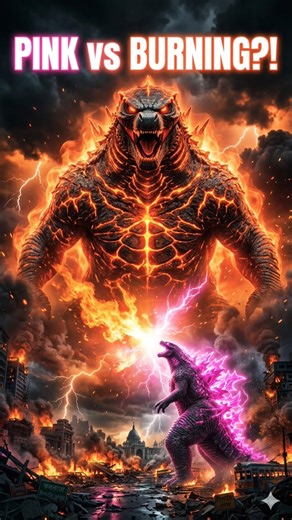 Pink Godzilla vs Burning Godzilla 😳🔥 Evolved vs Meltdown – Who Wins?! #raptoranimez #godzilla