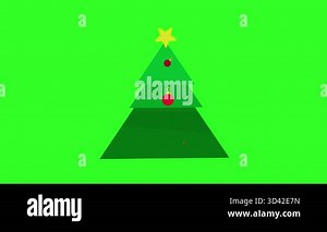 Animated Christmas tree with red ornament. Christmas tree animation video.
