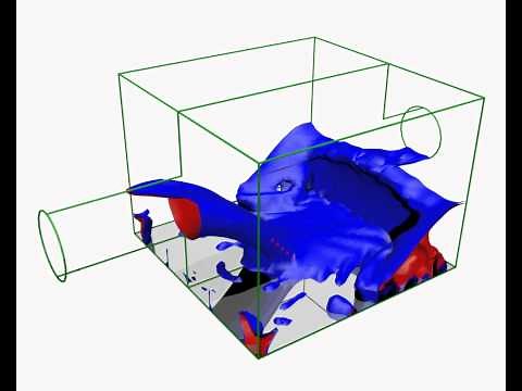 Water and Air Free Surface Tank Filling CFD Simulation