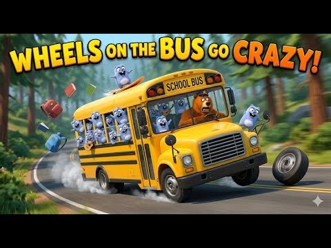 Wheels on the Bus go Crazy! | Grizzy & the lemmings | Funny Cartoon for Kids 🚌🎶