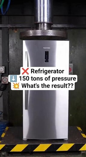 🔥The moment a 150-ton hydraulic press crushes a refrigerator in 5 seconds 🔥