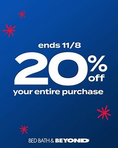 Save time & money! 20% off your entire order when you use FREE curbside or store pickup. https://bit.ly/2I9mLBw | Bed Bath & Beyond