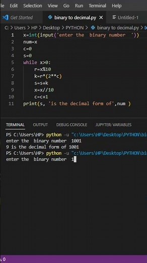 Binary to Decimal Conversion Python Program