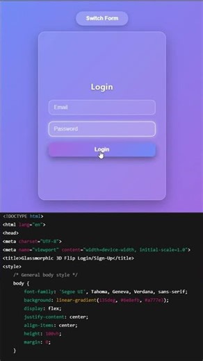 3D Glassmorphic Login & Sign-Up Page | HTML, CSS & JS UI Design
