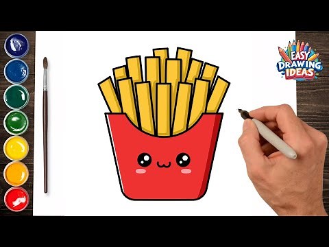 How to draw Cute French Fries - Simple and Easy Kawaii Drawing For Kids