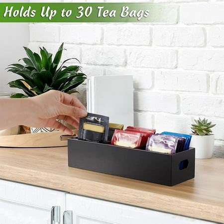 Tea Bag Storage Box 3 Compartments for Different Flavors Thick Wooden Sugar Packet Holder Tea Bag Caddy for Countertop Tea Room - Walmart.ca