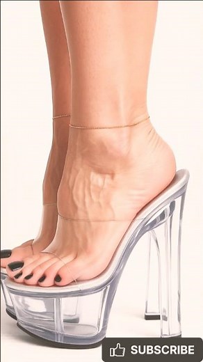 Walking in 7-Inch Clear "Glass" Heels | ASMR & Close Up View #shorts #heelsoftheday #fashion