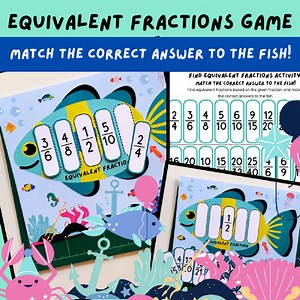 Engaging Elementary Math Equivalent Fractions Matching Game for Fun Learning
