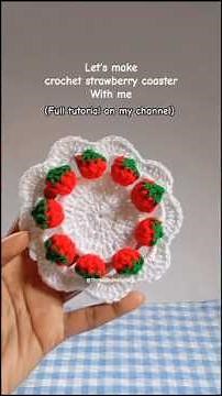 crochet strawberry coaster tutorial #crochet #crochetcoaster #trending #crosia #shorts #beautiful