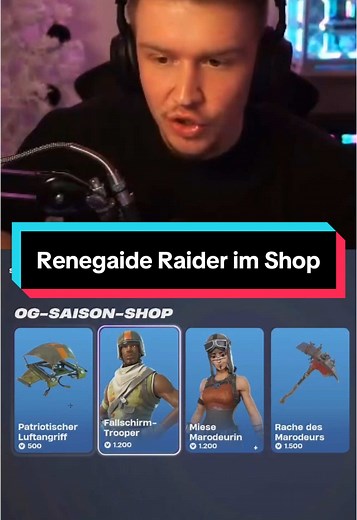 OG Skins im Fortnite Item Shop: Renegaide Raider