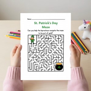 St. Patrick’s Day Maze Printable for Kids | Blank Maze   Answer Key | Leprechaun Activity Sheet | Classroom Worksheet | Instant Download PDF - Etsy Canada