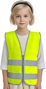 Kids Safety Vests, Child Reflective Vest Reflective for Boys Girls, Children's High Visibility Toddler Vest for Cycling Skiing, Yellow, XS