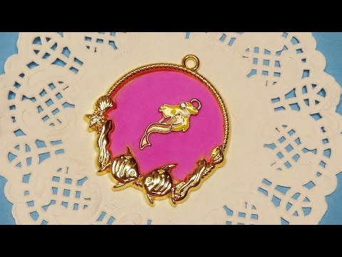DIY | How to Make a Clay Open Bezel Pendant Keychain | Mermaid Girl | Easy Jewelry Artwork