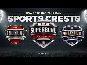 Design 3D sports crests and shields using photoshop templates.