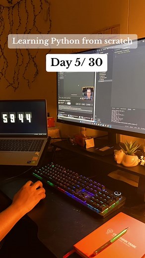 Day 5 of 30 days Python Challenge. Today, I did basic projects on python such as number quessing game and rock, papers, scissors. It’s fun to do projects which helps in thinking process and solving the problems. #foryoupage #foryou #coding #python #consistency #asthetic #learning #australia #setup #trending #day5