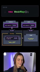 Lydia Hallie on Instagram: "🤨 What’s a WeakMap? WeakMaps are special types of objects containing entries where the keys are weak references to objects, allowing those key objects to be garbage collected if no other strong references to them exist. 💡 Useful for storing metadata about objects without causing memory leaks, e.g. detached DOM elements! #javascript #programming #code #reels"