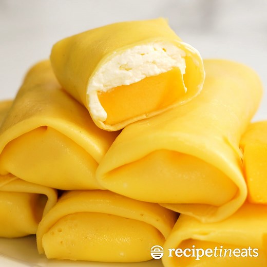📣 NEW RECIPE ALERT 📣 Everybody's favourite at yum cha - Mango Pancakes (that’s dim-sum in the US)! They taste EXACTLY like the real thing! 🥭🥭 👇 LINK TO RECIPE 👇 https://www.recipetineats.com/mango-pancakes/ | RecipeTin