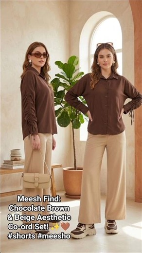 Meesh Find: Chocolate Brown & Beige Aesthetic Co-ord Set! ✨🤎 #shorts #meesho #stylebyyj