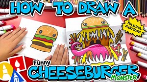 How To Draw A Cheeseburger Monster - Art For Kids Hub -