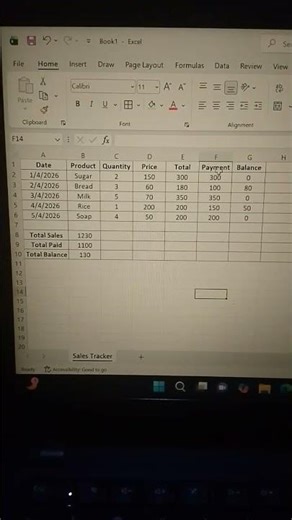 Create a simple Excel Sales Tracker. Comment “Excel” to get the file#Excel#shorts