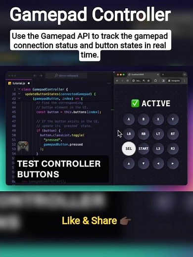 🕹 Gamepad Controller #html #javascript #css #coding #webdevelopment #gaming #game #tips #how #trend