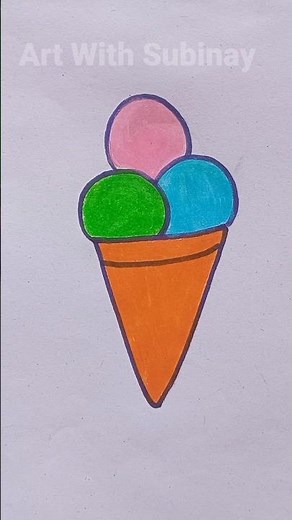 How to draw ice cream cone 🍦|| Ice cream cone Drawing Step by step #shorts #icecream #viral #art