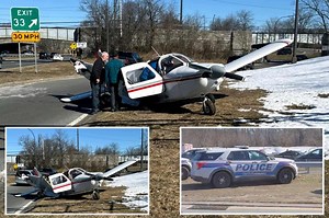Small plane lands on Long Island’s Southern State Parkway