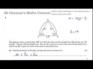 P1 (CAIE), 9709/11/O/N/21, November 2011, Paper 11, Q6, Radian Measure, Segments.