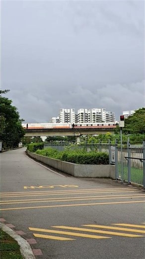 MRT trains passing each other from another direction, Singapore (新加坡地铁列车从不同方向交差而过)