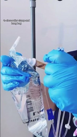 How to “BURP” an IV fluid bag 💦 #fyp #nursingskills #nurse #nursingschool #ivfluids #futurenurse