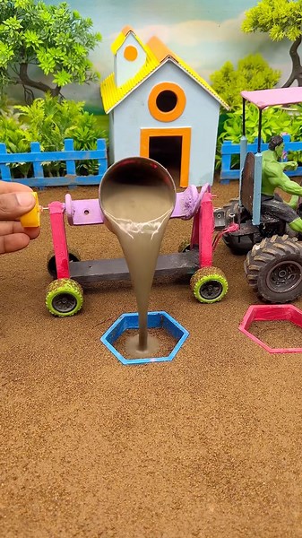 😱 Real Working Mini Tractor Making Cement Pillar | Amazing DIY Construction Machine 🚜 #shorts