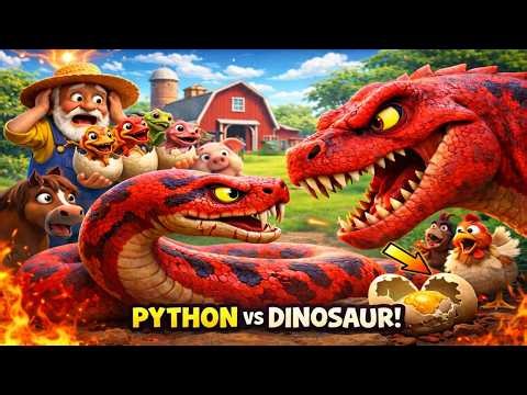 Giant Red Python vs Red Dinosaur Fight | Angry Red Python Revenge Story