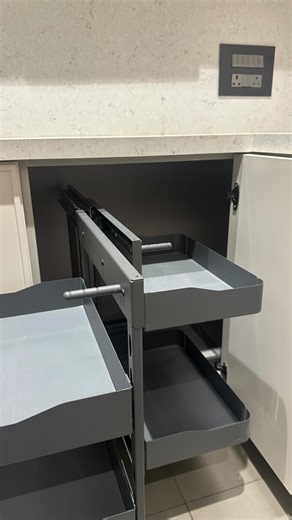 Exotic Designer Kitchen | Corners in kitchens often end up wasted or hard to reach — but not anymore! This smart pull-out corner unit makes every inch count,... | Instagram