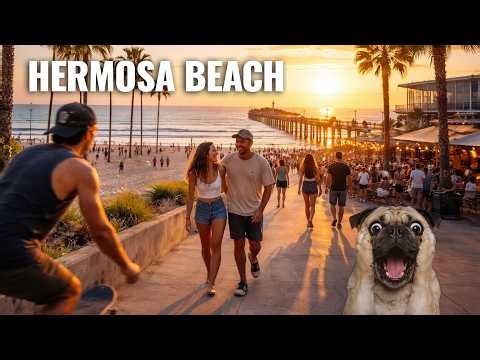 Hermosa Beach Walking Tour 4K 🇺🇸 — The Strand, No Talking