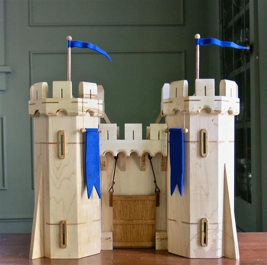 Handmade Wooden Castle Gatehouse: Medieval Toy Playset - Etsy
