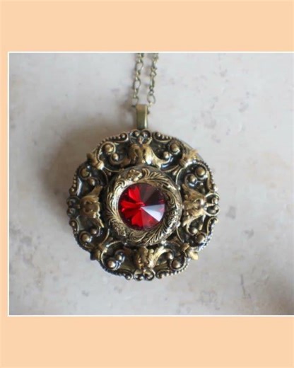 Red Crystal Music Box Locket