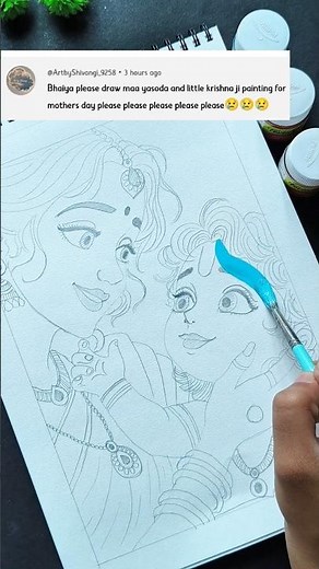 🎨✨ Colouring Krishna & Maa Yashoda Drawing Step by Step 🖌️ Easy Tutorial for Beginners & Kids 💖🙏 #yt