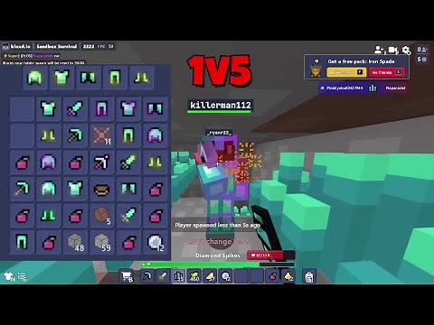 Bloxd.io Survival Got A lot of Diamond Set + got 2 t5 enchanted armour