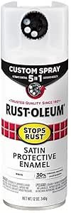 Rust-Oleum 376870 Stops Rust Custom Spray 5-in-1 Spray Paint, 12 oz, Satin White, (Pack of 1)