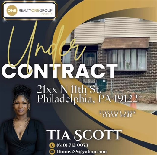 Tia L Scott on Instagram: "✨Another family officially under contract 🏡✨ One step closer to their dream home. Grateful for the trust, the referrals, and the consistency. We don’t stop over here. This is more than real estate it’s purpose. #UnderContract #AnotherOne #DreamHomeLoading #GratefulAgent #Consistencyiskey #TScottRealty #Momprenuer #TrustTheProcess #1brokeragerealtyonefocusphilly✨🖤"