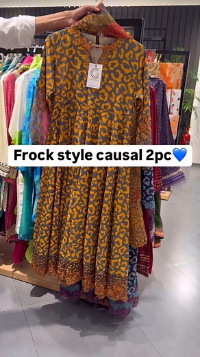 Frock style causal embroidered 2pc. Now available to order. #charizma #reels #ethnicwear #aghanoor #khaadi #instagood | Insta.Fashionpoint